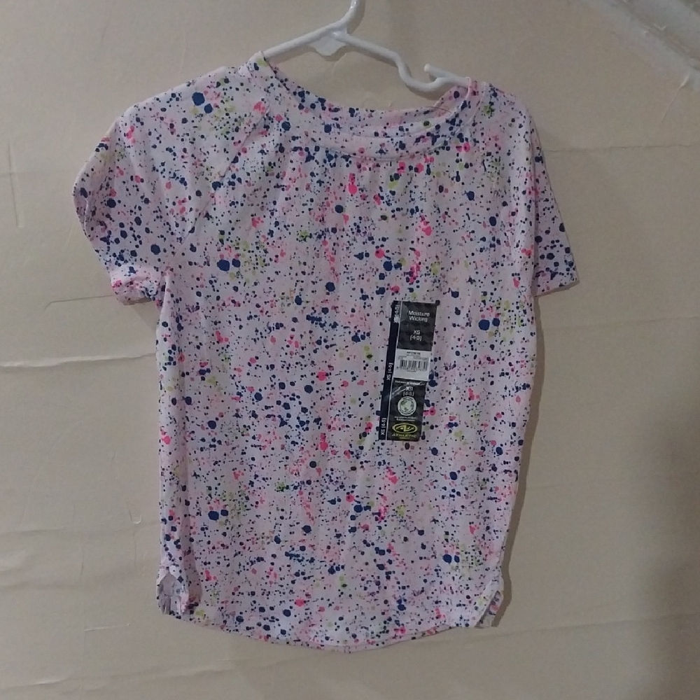 Athletic Works Kids T-Shirt - Pink with Colorful Splatter